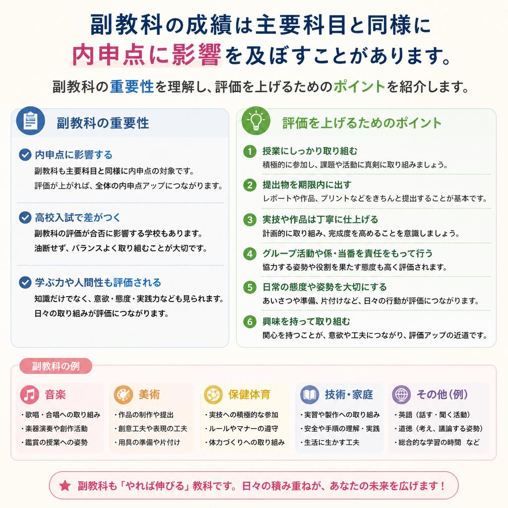 副教科の評価が内申点に与える影響