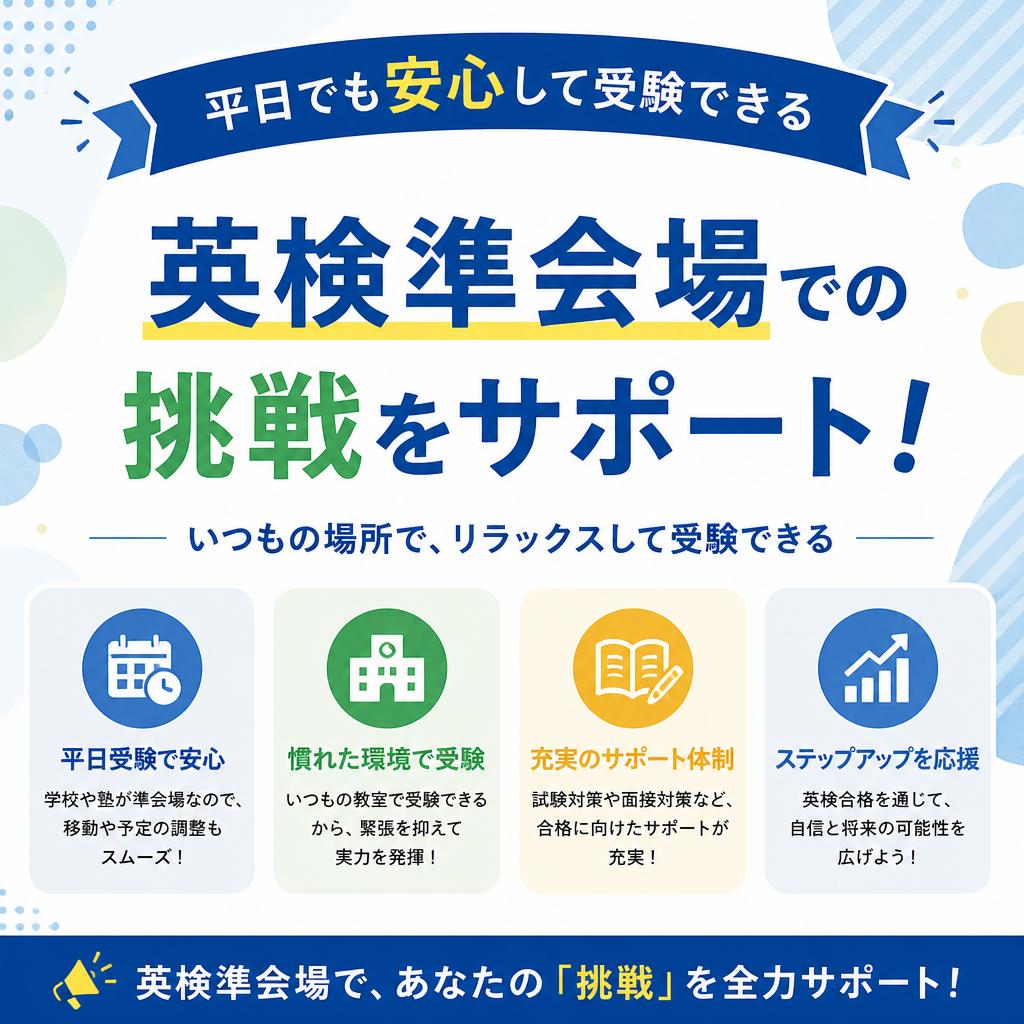 平日でも安心して受験できる英検準会場での挑戦をサポート！