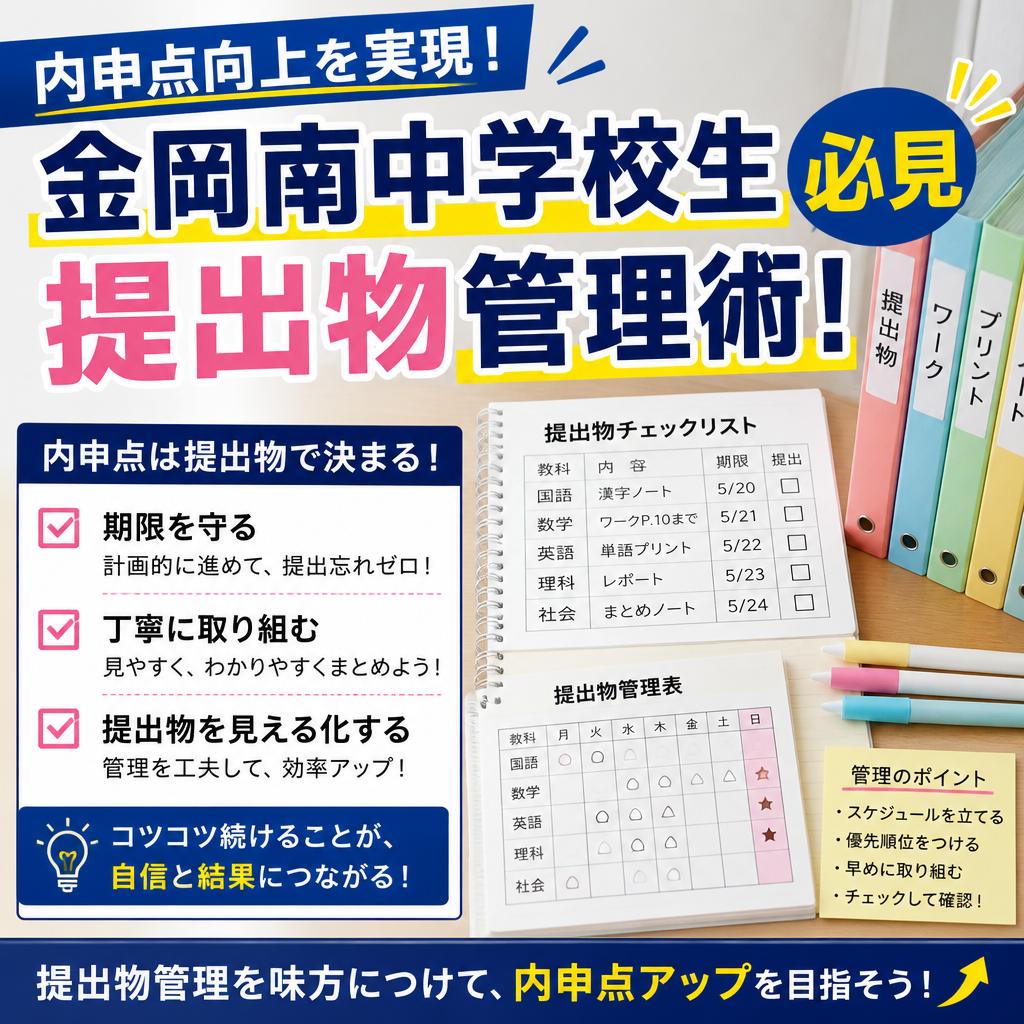 内申点向上を実現！金岡南中学校生必見の提出物管理術！