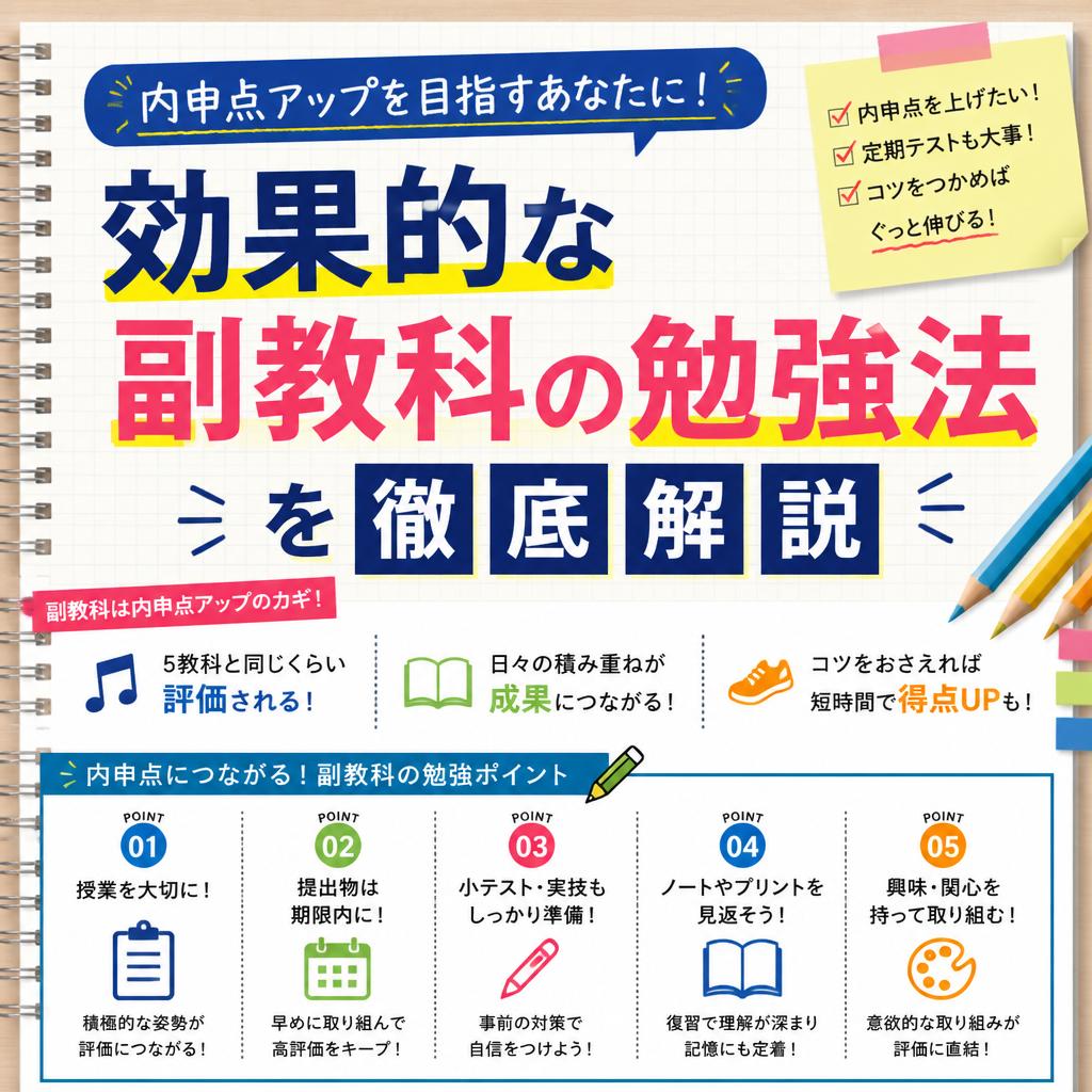 内申点アップを目指すあなたに！効果的な副教科の勉強法を徹底解説