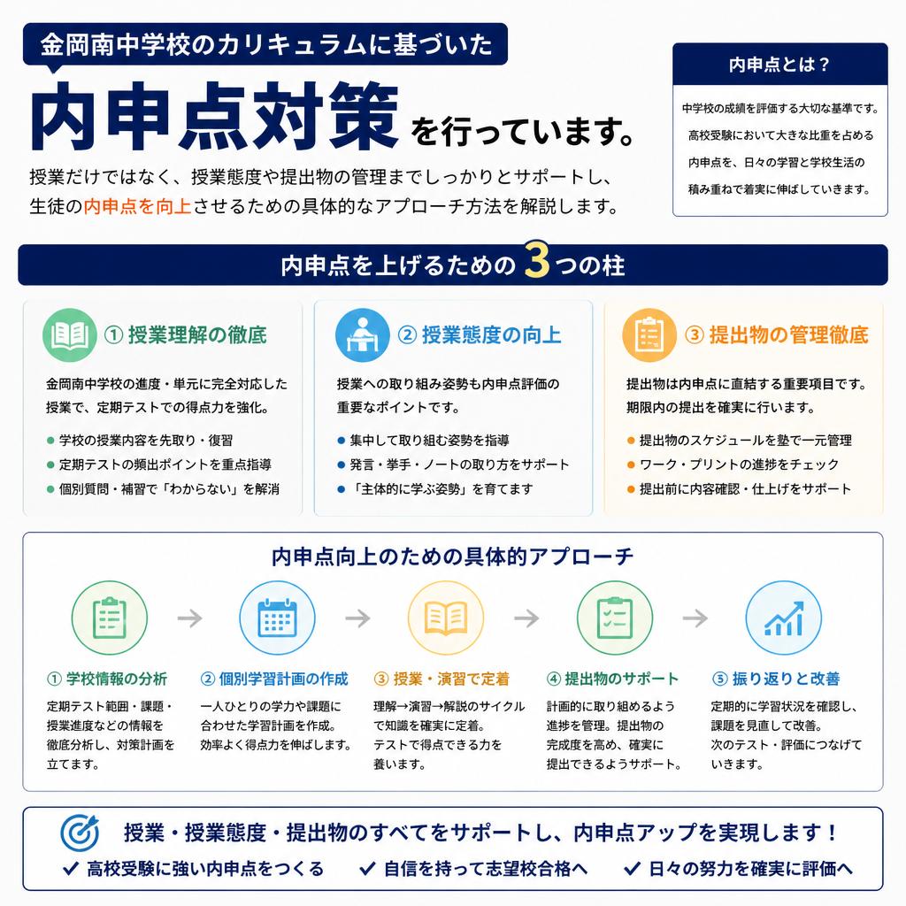金岡南中学校の内申点対策は当塾で決まり！