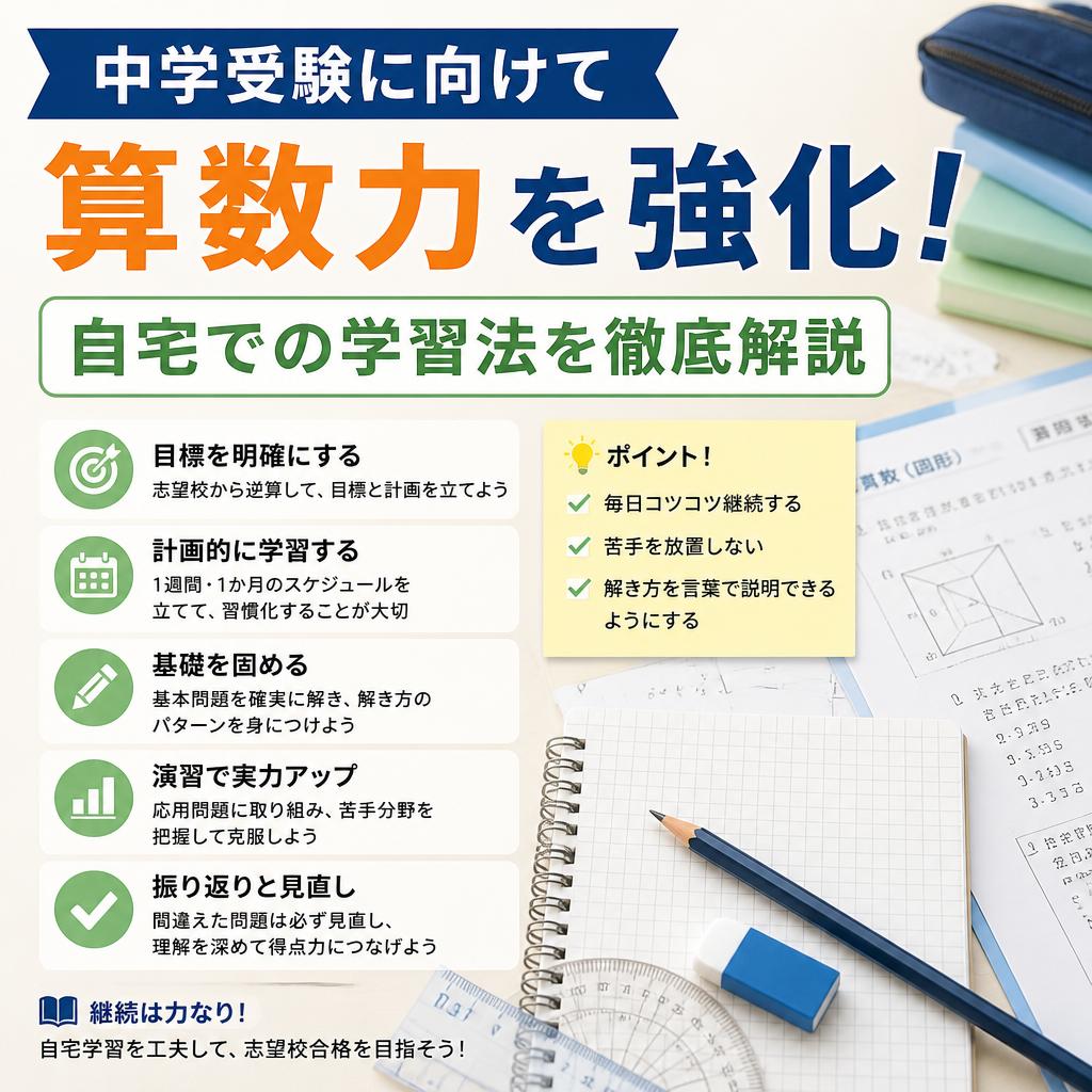 中学受験に向けて算数力を強化！自宅での学習法を徹底解説