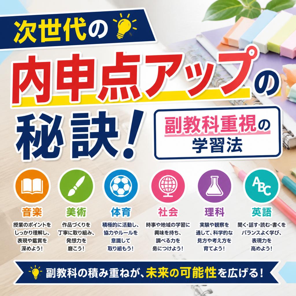 次世代の内申点アップの秘訣！副教科重視の学習法