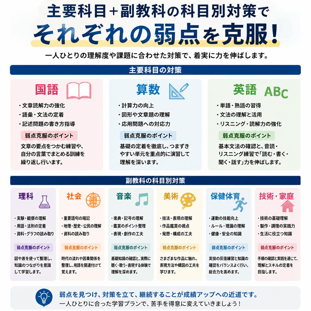 科目別対策で内申点を上げる！