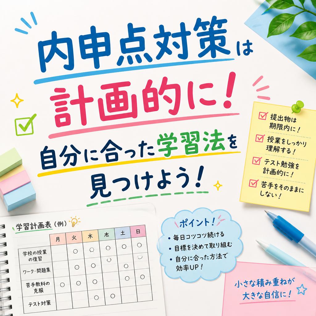 内申点対策は計画的に！自分に合った学習法を見つけよう！